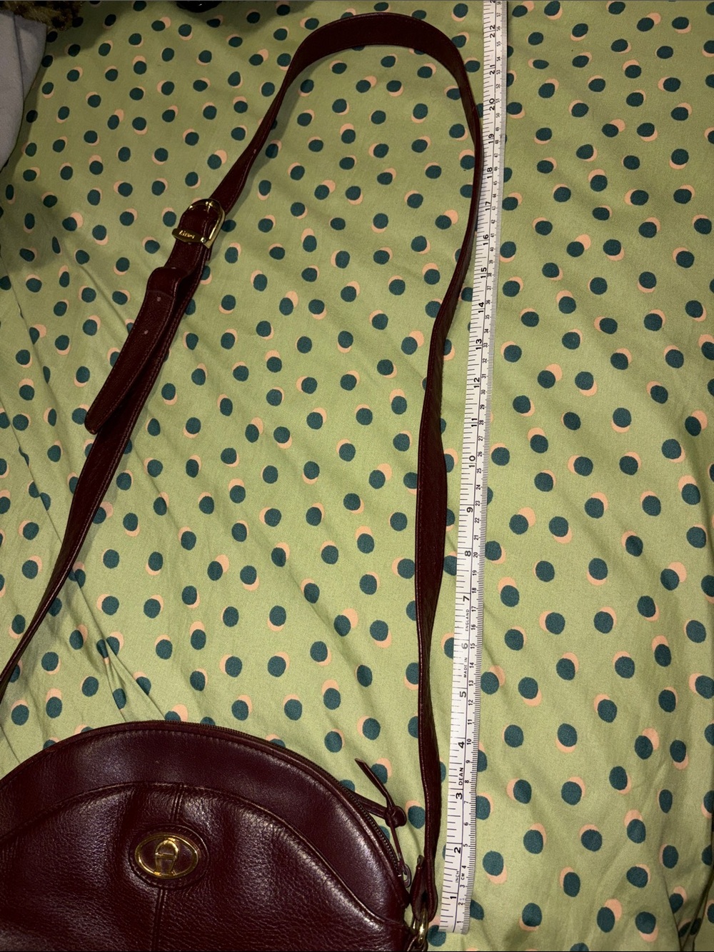 Etienne Aigner Maroon Leather Crossbody with Gold Emblem - Picture 7 of 10